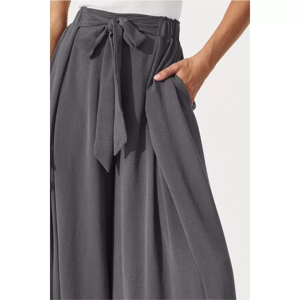 imagePRETTYGARDEN Womens Wide Leg Work Pants Business Casual High Waisted Loose Palazzo Trouser Summer ClothesDark Grey