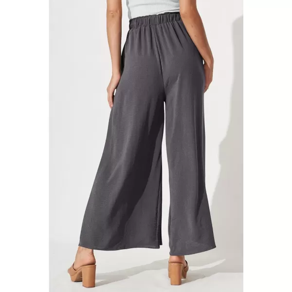 imagePRETTYGARDEN Womens Wide Leg Work Pants Business Casual High Waisted Loose Palazzo Trouser Summer ClothesDark Grey