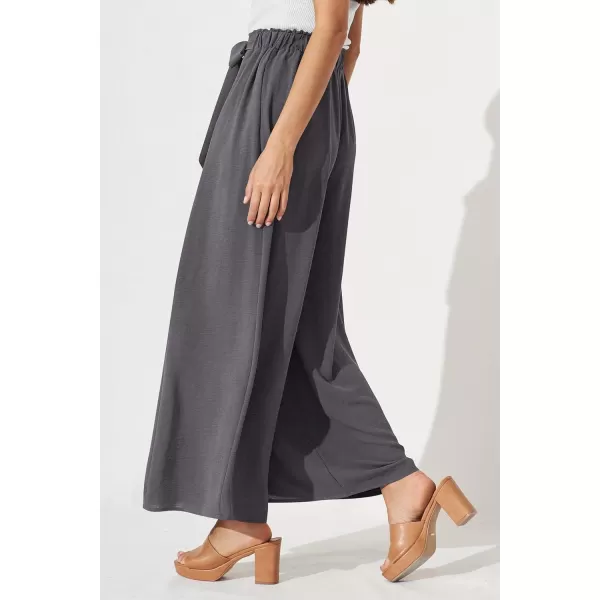imagePRETTYGARDEN Womens Wide Leg Work Pants Business Casual High Waisted Loose Palazzo Trouser Summer ClothesDark Grey
