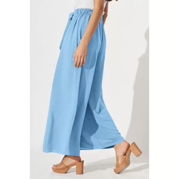 imagePRETTYGARDEN Womens Wide Leg Work Pants Business Casual High Waisted Loose Palazzo Trouser Summer ClothesLight Blue