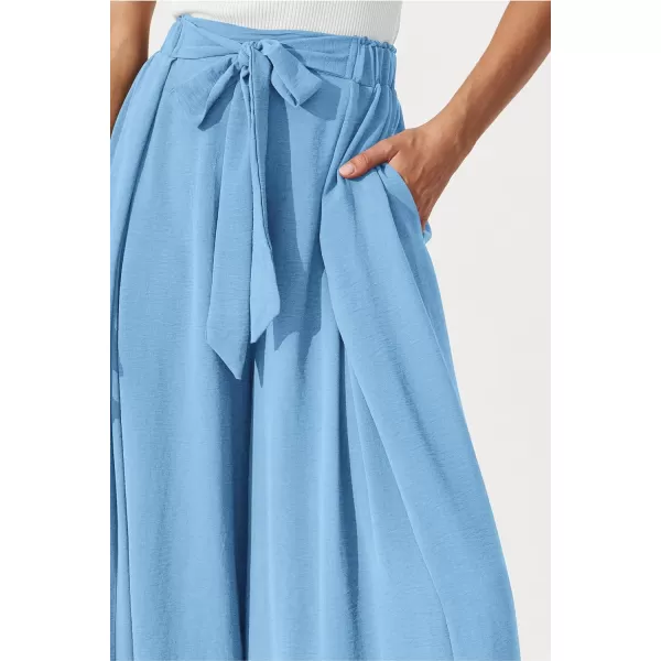 imagePRETTYGARDEN Womens Wide Leg Work Pants Business Casual High Waisted Loose Palazzo Trouser Summer ClothesLight Blue