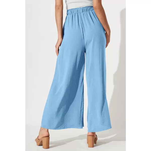 imagePRETTYGARDEN Womens Wide Leg Work Pants Business Casual High Waisted Loose Palazzo Trouser Summer ClothesLight Blue