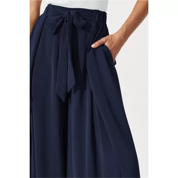 imagePRETTYGARDEN Womens Wide Leg Work Pants Business Casual High Waisted Loose Palazzo Trouser Summer ClothesNavy