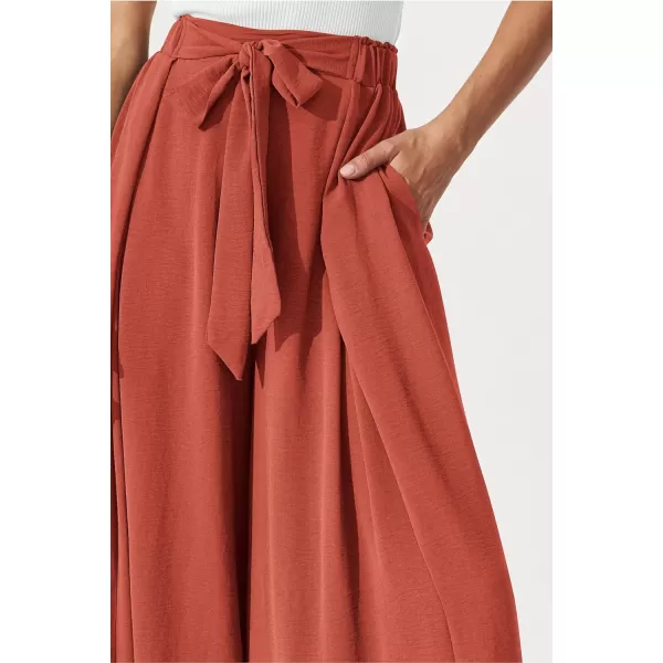 imagePRETTYGARDEN Womens Wide Leg Work Pants Business Casual High Waisted Loose Palazzo Trouser Summer ClothesOrange