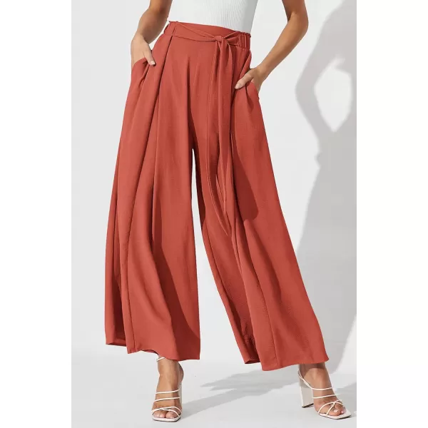 imagePRETTYGARDEN Womens Wide Leg Work Pants Business Casual High Waisted Loose Palazzo Trouser Summer ClothesOrange