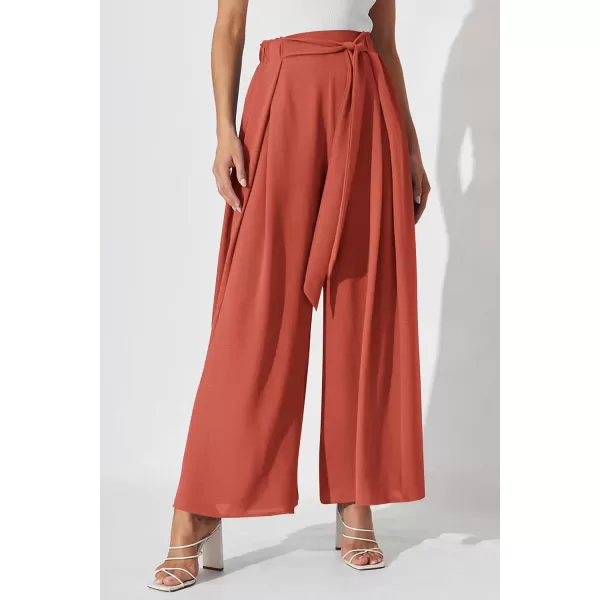 imagePRETTYGARDEN Womens Wide Leg Work Pants Business Casual High Waisted Loose Palazzo Trouser Summer ClothesOrange