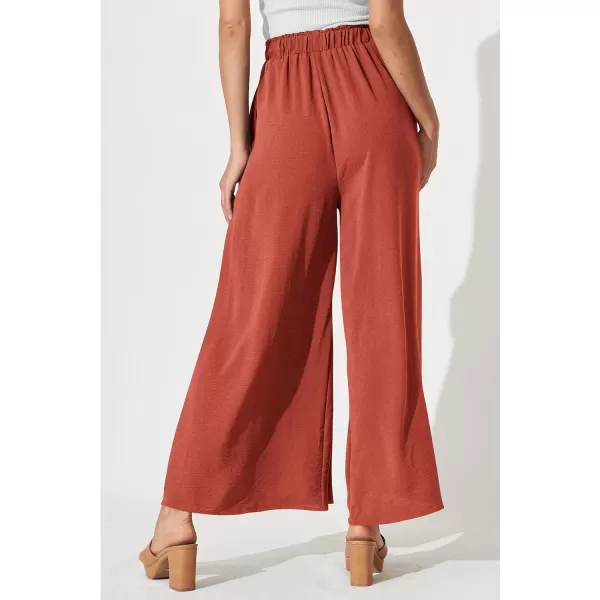 imagePRETTYGARDEN Womens Wide Leg Work Pants Business Casual High Waisted Loose Palazzo Trouser Summer ClothesOrange