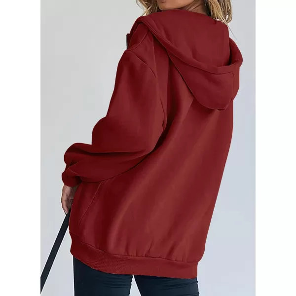 imagePRETTYGARDEN Womens Zip Up Y2K Hoodies Casual Long Sleeve Track Jackets With PocketsBrown Red