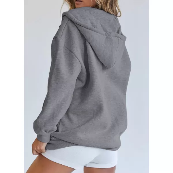 imagePRETTYGARDEN Womens Zip Up Y2K Hoodies Casual Long Sleeve Track Jackets With PocketsDark Grey