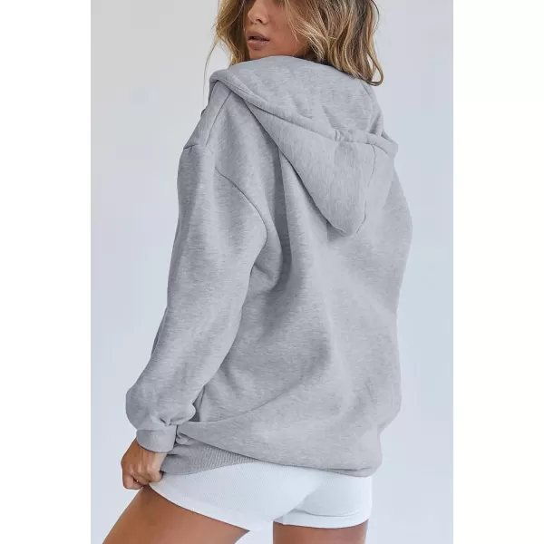 imagePRETTYGARDEN Womens Zip Up Y2K Hoodies Casual Long Sleeve Track Jackets With PocketsGrey