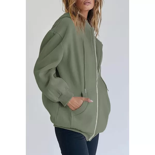 imagePRETTYGARDEN Womens Zip Up Y2K Hoodies Casual Long Sleeve Track Jackets With PocketsGrey Green