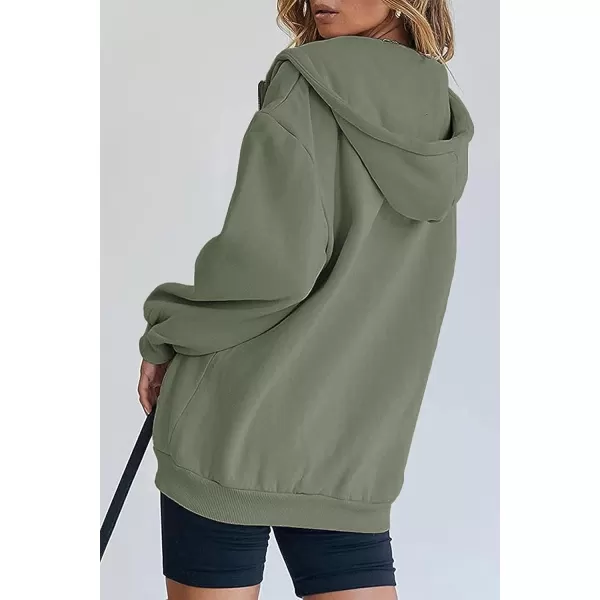 imagePRETTYGARDEN Womens Zip Up Y2K Hoodies Casual Long Sleeve Track Jackets With PocketsGrey Green