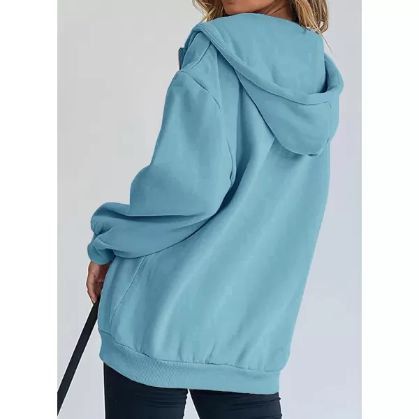 imagePRETTYGARDEN Womens Zip Up Y2K Hoodies Casual Long Sleeve Track Jackets With PocketsLake Blue