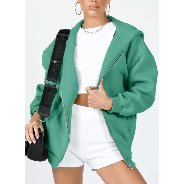 imagePRETTYGARDEN Womens Zip Up Y2K Hoodies Casual Long Sleeve Track Jackets With PocketsMint Green