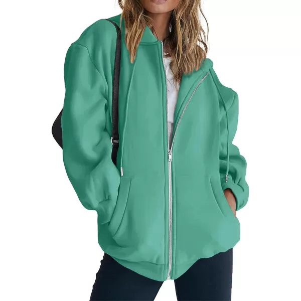 imagePRETTYGARDEN Womens Zip Up Y2K Hoodies Casual Long Sleeve Track Jackets With PocketsMint Green