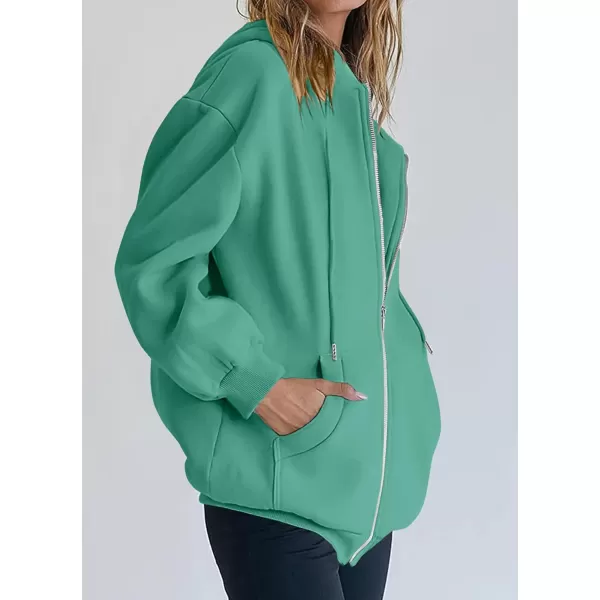 imagePRETTYGARDEN Womens Zip Up Y2K Hoodies Casual Long Sleeve Track Jackets With PocketsMint Green