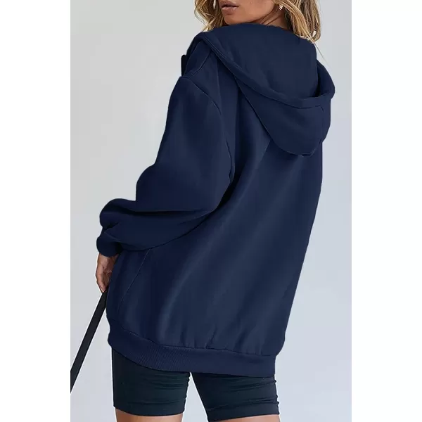 imagePRETTYGARDEN Womens Zip Up Y2K Hoodies Casual Long Sleeve Track Jackets With PocketsNavy