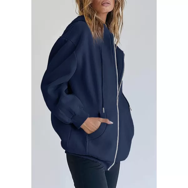 imagePRETTYGARDEN Womens Zip Up Y2K Hoodies Casual Long Sleeve Track Jackets With PocketsNavy