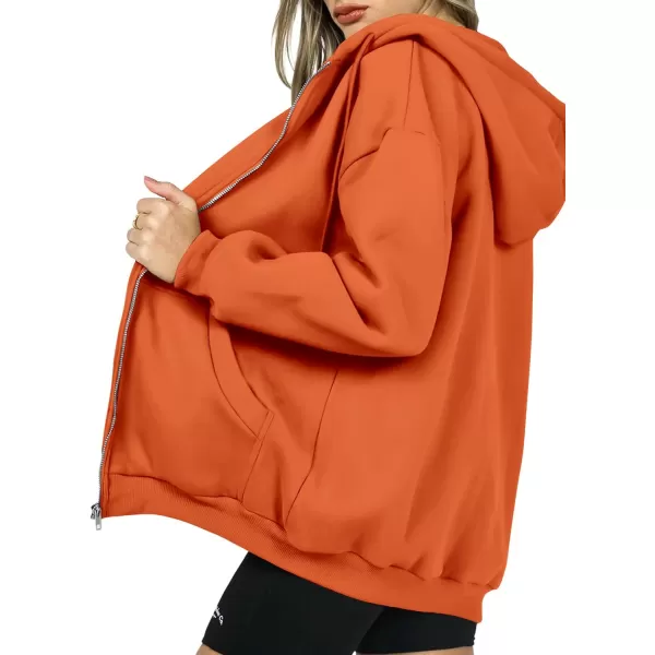 imagePRETTYGARDEN Womens Zip Up Y2K Hoodies Casual Long Sleeve Track Jackets With PocketsOrange