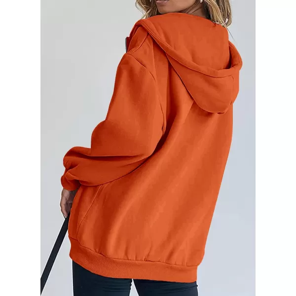 imagePRETTYGARDEN Womens Zip Up Y2K Hoodies Casual Long Sleeve Track Jackets With PocketsOrange