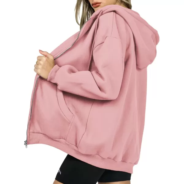 imagePRETTYGARDEN Womens Zip Up Y2K Hoodies Casual Long Sleeve Track Jackets With PocketsPink
