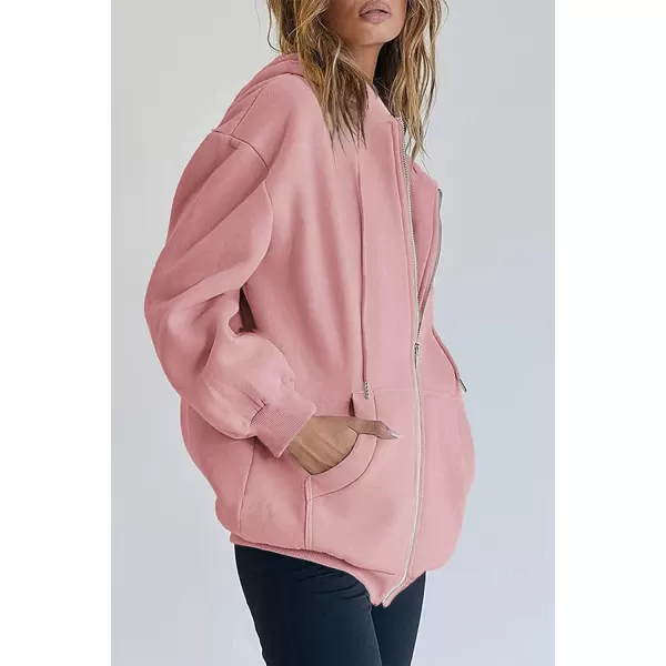 imagePRETTYGARDEN Womens Zip Up Y2K Hoodies Casual Long Sleeve Track Jackets With PocketsPink