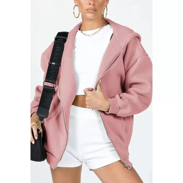 imagePRETTYGARDEN Womens Zip Up Y2K Hoodies Casual Long Sleeve Track Jackets With PocketsPink