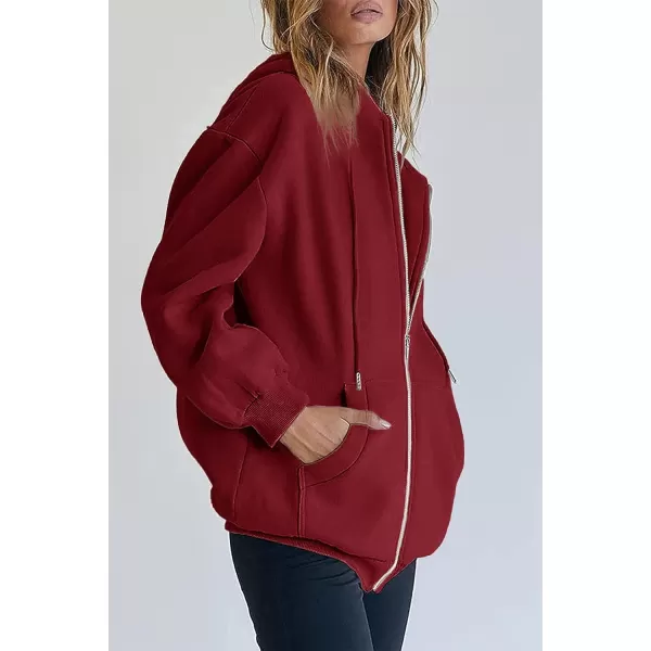 imagePRETTYGARDEN Womens Zip Up Y2K Hoodies Casual Long Sleeve Track Jackets With PocketsRed
