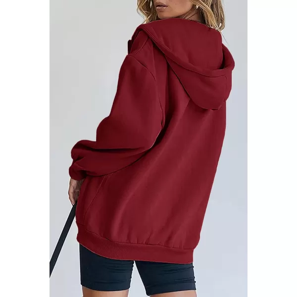 imagePRETTYGARDEN Womens Zip Up Y2K Hoodies Casual Long Sleeve Track Jackets With PocketsRed