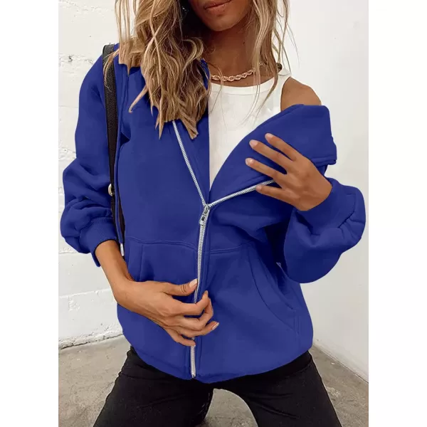imagePRETTYGARDEN Womens Zip Up Y2K Hoodies Casual Long Sleeve Track Jackets With PocketsRoyal Blue