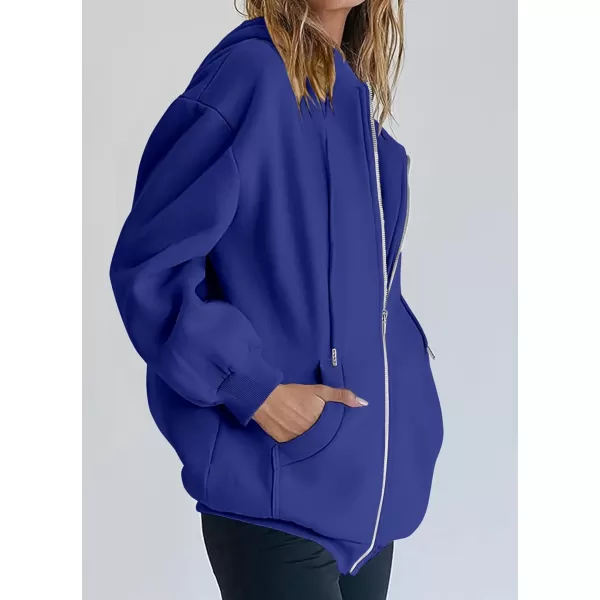 imagePRETTYGARDEN Womens Zip Up Y2K Hoodies Casual Long Sleeve Track Jackets With PocketsRoyal Blue
