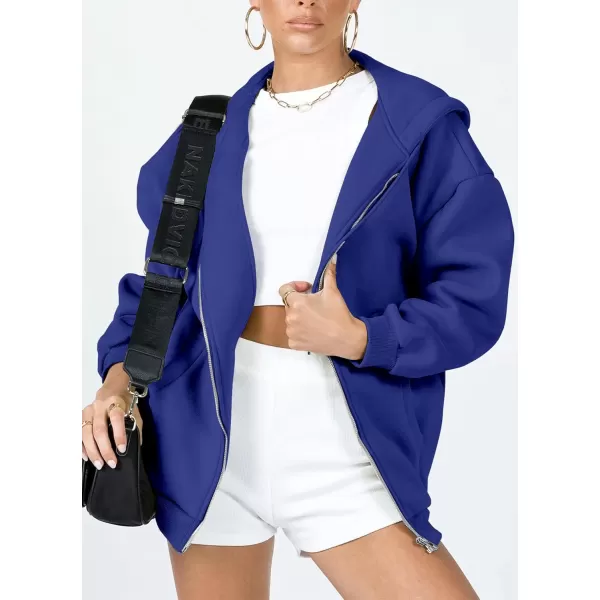 imagePRETTYGARDEN Womens Zip Up Y2K Hoodies Casual Long Sleeve Track Jackets With PocketsRoyal Blue