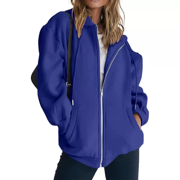 imagePRETTYGARDEN Womens Zip Up Y2K Hoodies Casual Long Sleeve Track Jackets With PocketsRoyal Blue
