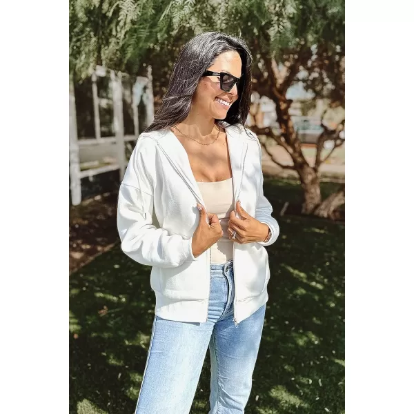 imagePRETTYGARDEN Womens Zip Up Y2K Hoodies Casual Long Sleeve Track Jackets With PocketsWhite