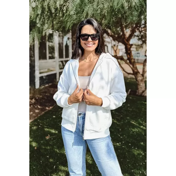 imagePRETTYGARDEN Womens Zip Up Y2K Hoodies Casual Long Sleeve Track Jackets With PocketsWhite
