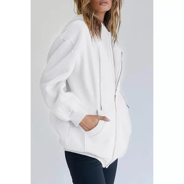 imagePRETTYGARDEN Womens Zip Up Y2K Hoodies Casual Long Sleeve Track Jackets With PocketsWhite