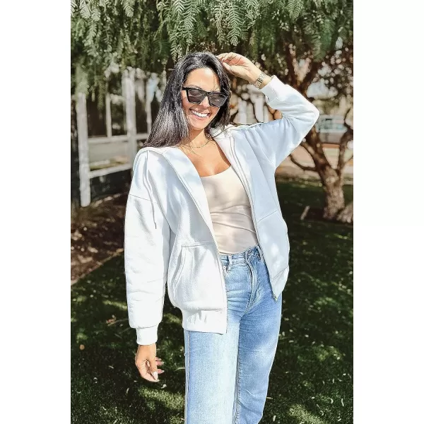 imagePRETTYGARDEN Womens Zip Up Y2K Hoodies Casual Long Sleeve Track Jackets With PocketsWhite
