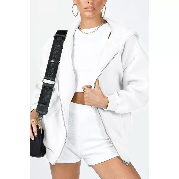 imagePRETTYGARDEN Womens Zip Up Y2K Hoodies Casual Long Sleeve Track Jackets With PocketsWhite