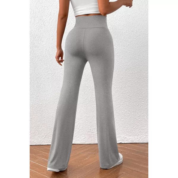 imagePretty Garden Womens Flare Leggings Tummy Control High Waisted Sweatpants Casual Bell Bottom Bootcut Yoga PantsSolid Light Grey