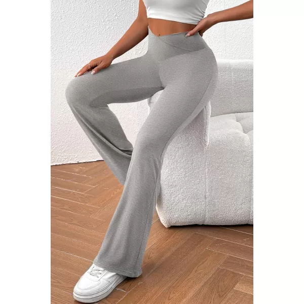 imagePretty Garden Womens Flare Leggings Tummy Control High Waisted Sweatpants Casual Bell Bottom Bootcut Yoga PantsSolid Light Grey