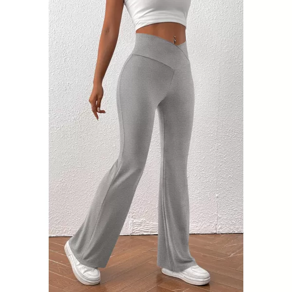 imagePretty Garden Womens Flare Leggings Tummy Control High Waisted Sweatpants Casual Bell Bottom Bootcut Yoga PantsSolid Light Grey