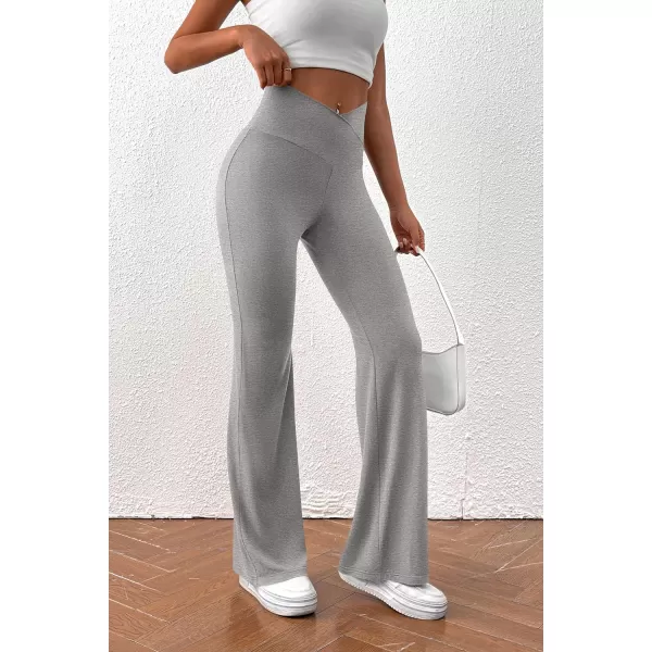 imagePretty Garden Womens Flare Leggings Tummy Control High Waisted Sweatpants Casual Bell Bottom Bootcut Yoga PantsSolid Light Grey