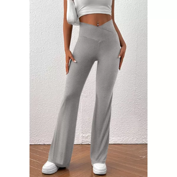 imagePretty Garden Womens Flare Leggings Tummy Control High Waisted Sweatpants Casual Bell Bottom Bootcut Yoga PantsSolid Light Grey