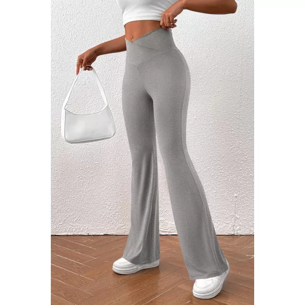 imagePretty Garden Womens Flare Leggings Tummy Control High Waisted Sweatpants Casual Bell Bottom Bootcut Yoga PantsSolid Light Grey