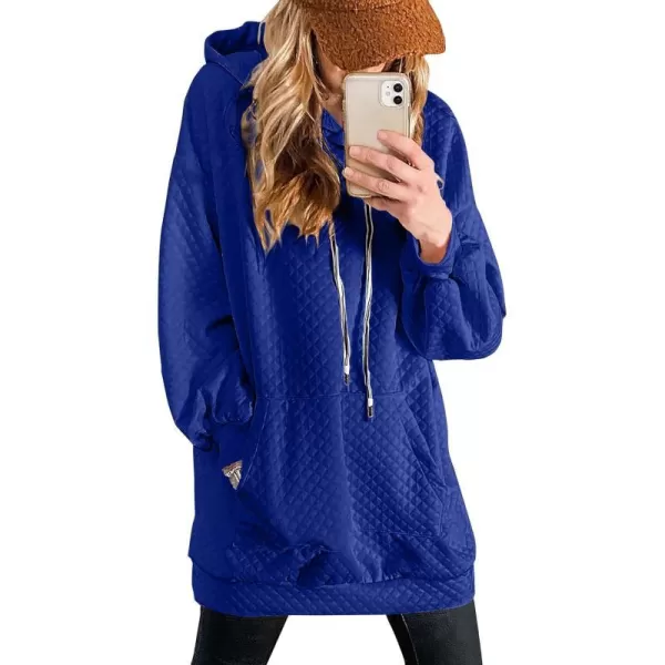 imagePRETTYGARDEN Womens 2023 Fall Fashion Quilted Hooded Sweatshirts Casual Long Sleeve Pullover Hoodie DressBright Blue
