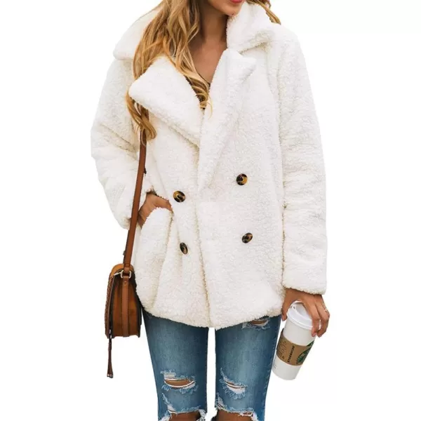 imagePRETTYGARDEN Womens 2023 Fashion Winter Coat Long Sleeve Lapel Zip Up Faux Shearling Shaggy Oversized Shacket JacketStyle Two White