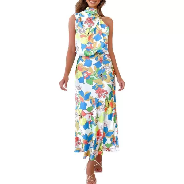 imagePRETTYGARDEN Womens 2023 Summer Satin Dress Elegant Sleeveless Mock Neck Cocktail Party Maxi DressesPrint Multicolored