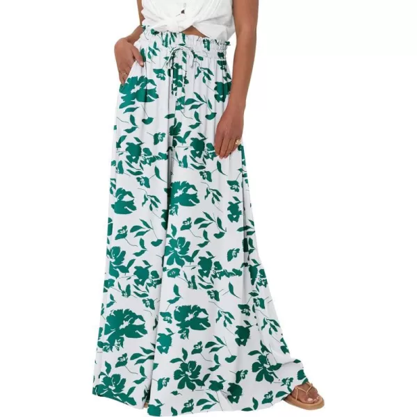 imagePRETTYGARDEN Womens 2024 Summer Wide Leg Palazzo Pants High Waisted Flowy Pockets Trendy Casual Lounge Boho Beach TrousersPrint Green