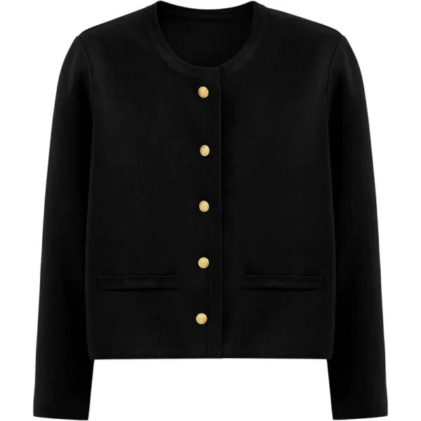 imagePRETTYGARDEN Womens 2024 Winter Cardigan Sweaters Button Down Open Front Long Sleeve Knit Cardigans Shirt Trendy OuterwearBlack