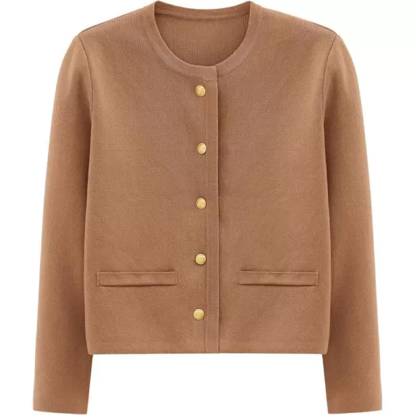 imagePRETTYGARDEN Womens 2024 Winter Cardigan Sweaters Button Down Open Front Long Sleeve Knit Cardigans Shirt Trendy OuterwearKhaki